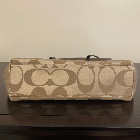 Coach Bronze Brown Gold Signature Laura Fabric Tote - Picture 7 of 9